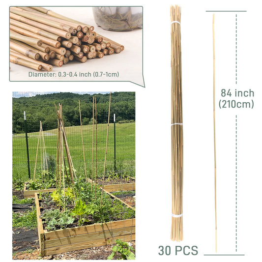 30pcs 7ft Bamboo Plant Stakes for Indoor Outdoor Plants,Garden Support Trellis for Climbing Plants