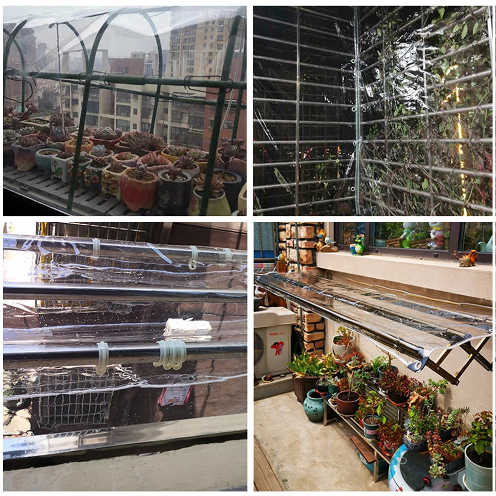 Clear Heavy Duty PVC, Transparent Tarp with Grommets & Ropes