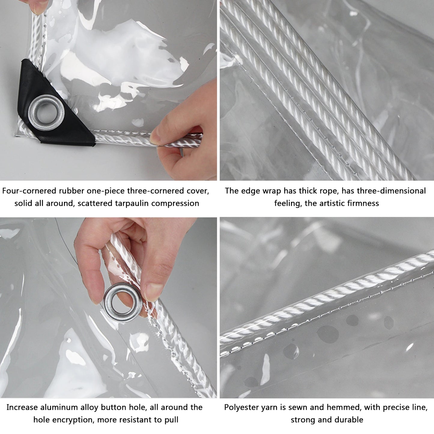 Clear Heavy Duty PVC, Transparent Tarp with Grommets & Ropes