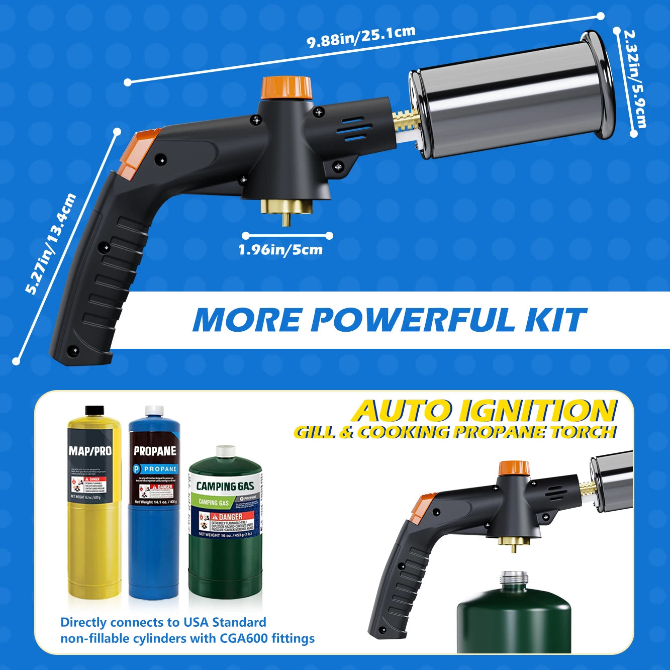 Powerful Propane Flamethrower, Adjustable Blow Torch