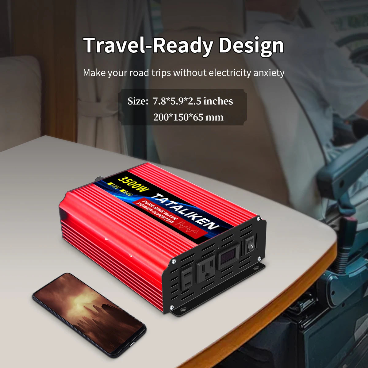 12V To AC 110V 60HZ e Portable Converter with LED