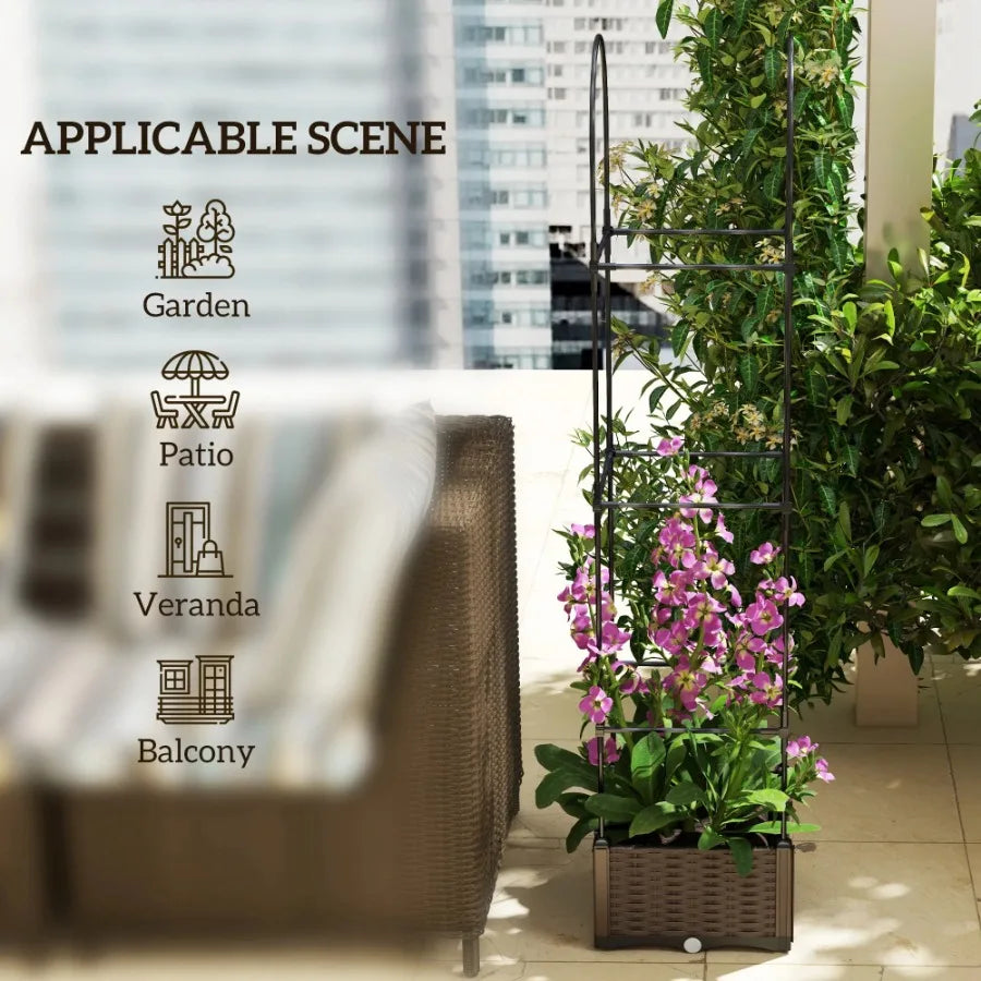 Raised Garden Bed with Trellis, with Self-Watering Planter Box,