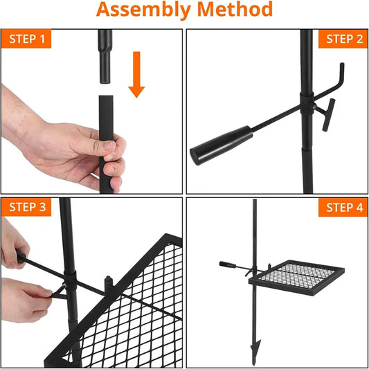 Swivel Campfire Heavy Duty Stainless Steel , Grill Grate, Portable Camping Essentials