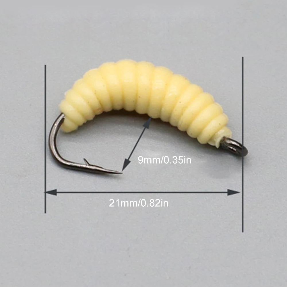 30PCS Artificial Breadworms Fishing Bait with Hooks