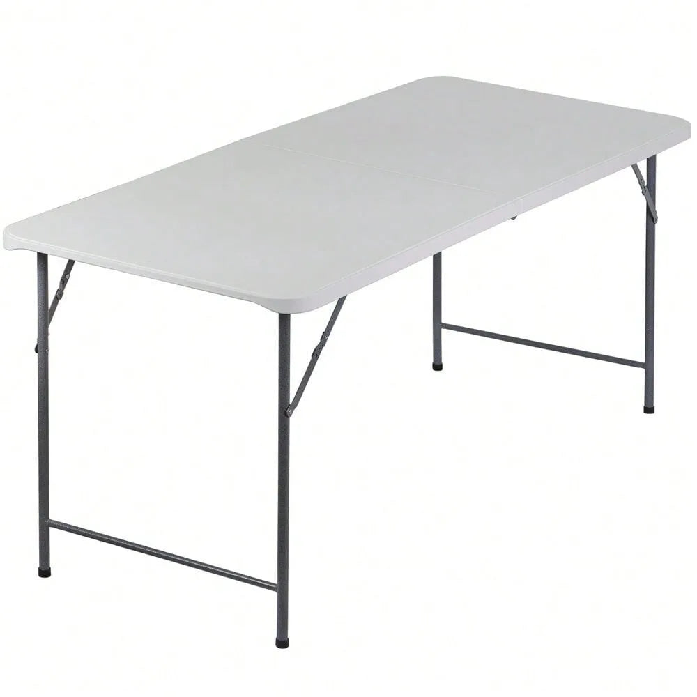 6FT Folding Picnic Table   Fold-in-Half Plastic with Handle