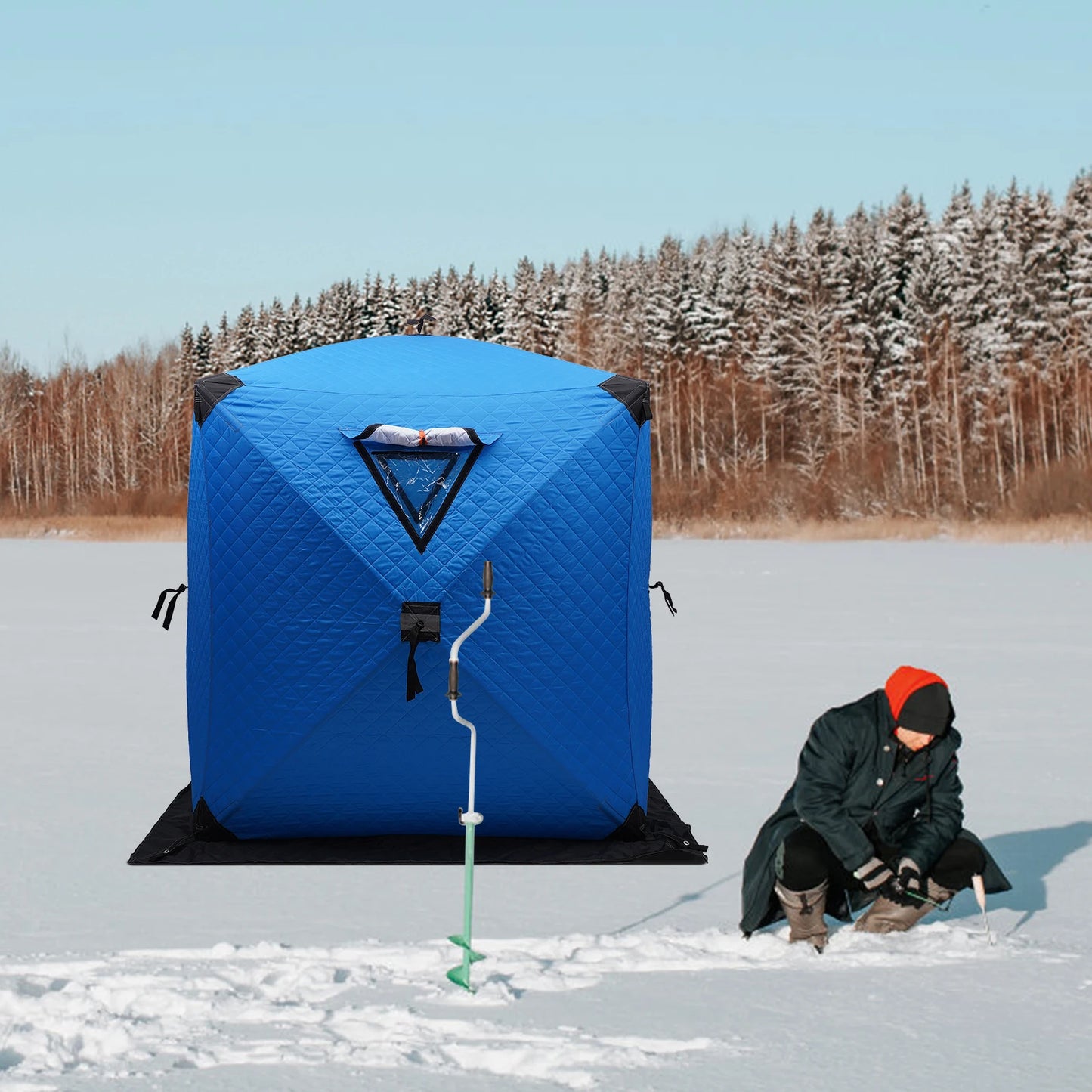 Insulated Ice Fishing Tent Thermal Shelter Windproof Freestanding for 1-2 People
