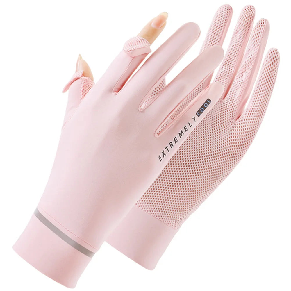 Lady Sunscreen Ice Silk Gloves for fishing