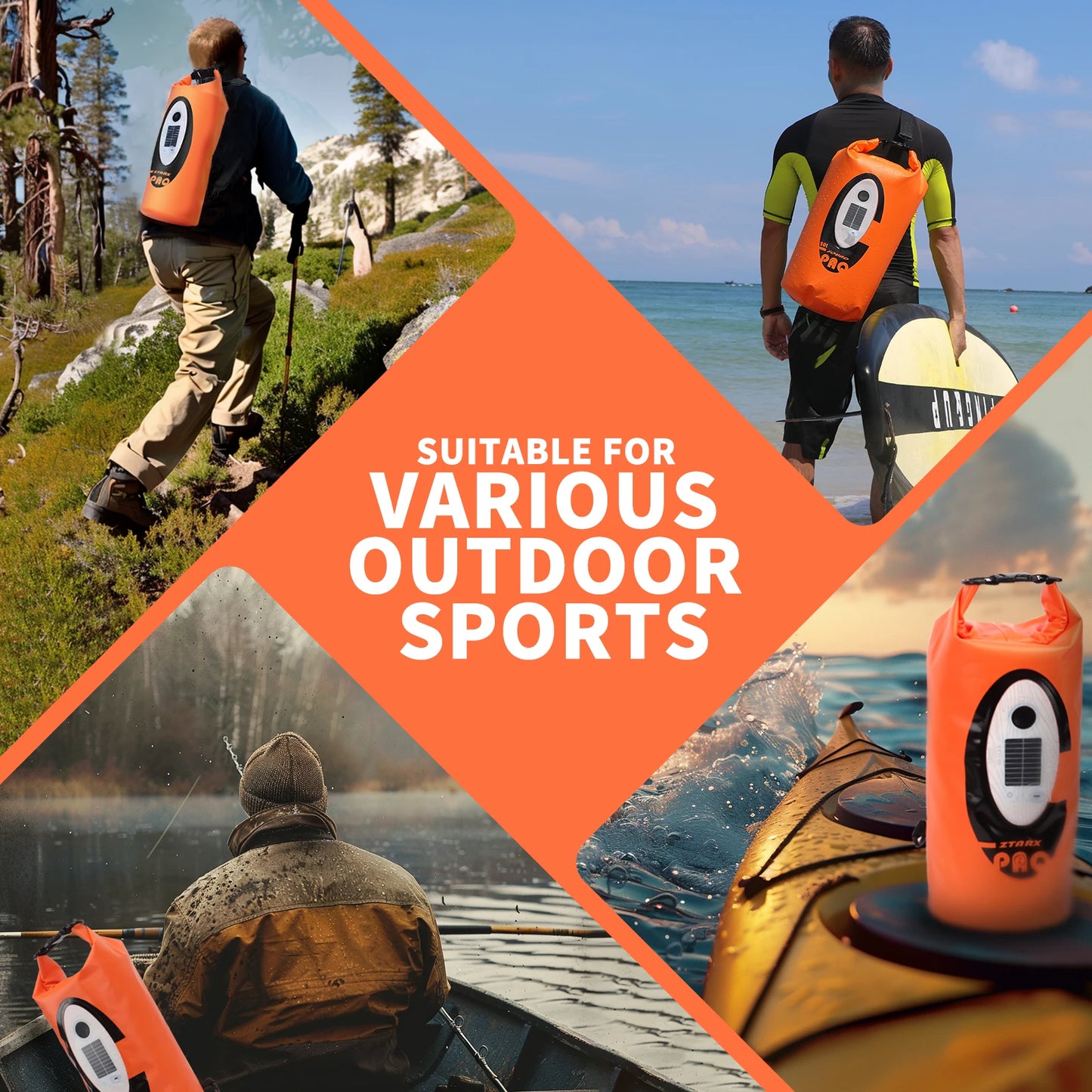 Solar/Battery Powered Waterproof Backpack with Bluetooth Speaker