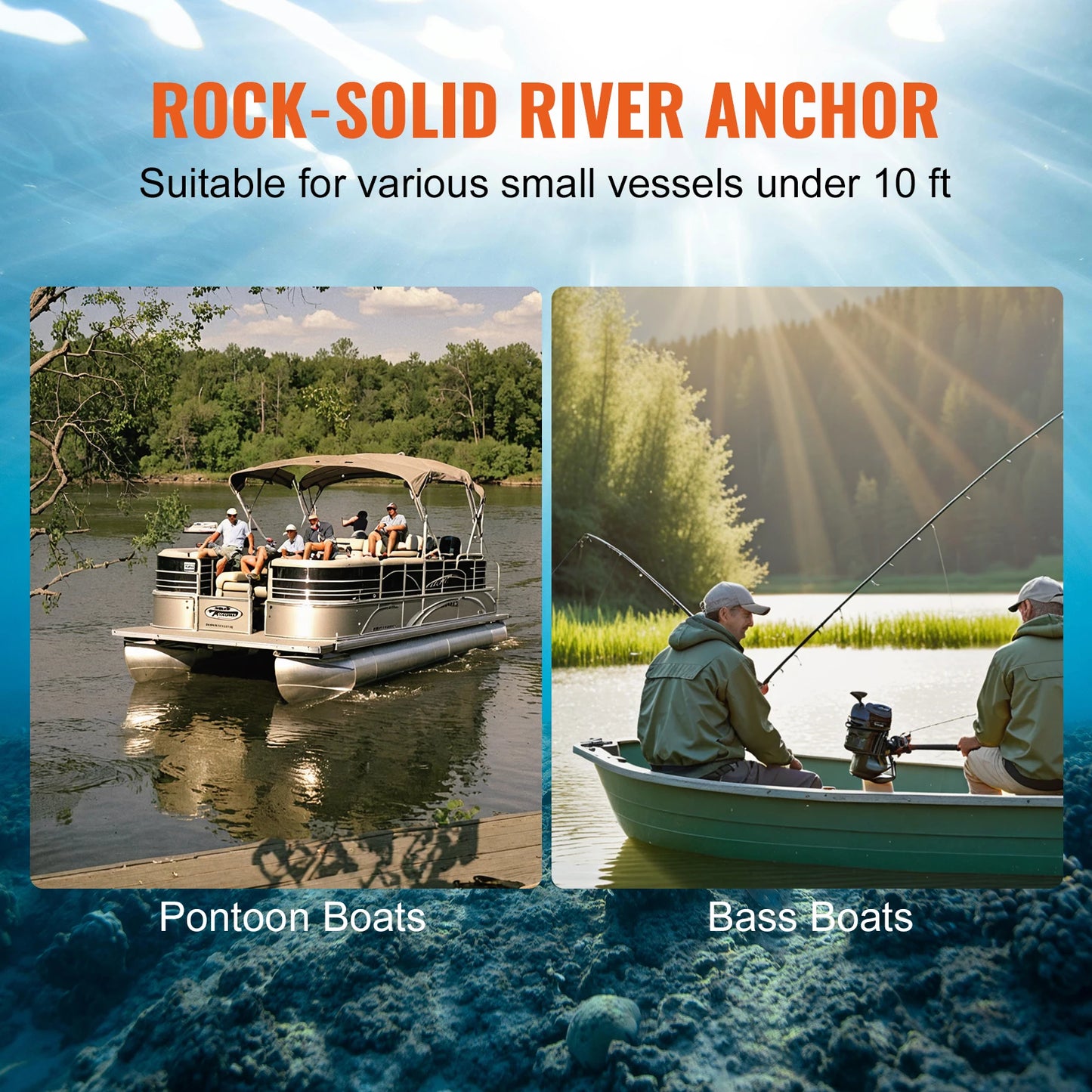 River Anchor 12 lbs Boat Anchor Cast Iron Vinyl-Coated with Shackle,for Boats Up To 10 ft