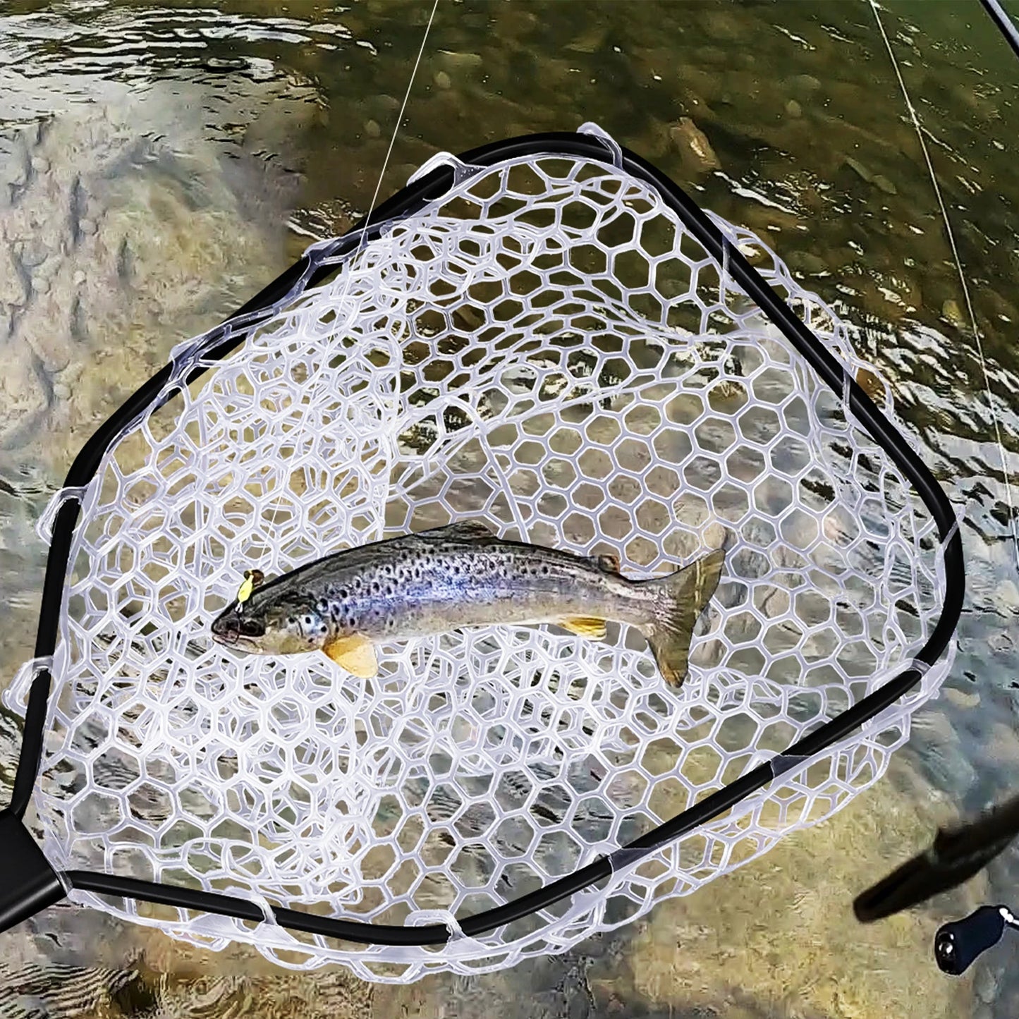 Foldable Fish Net for Landing  fish with Handle