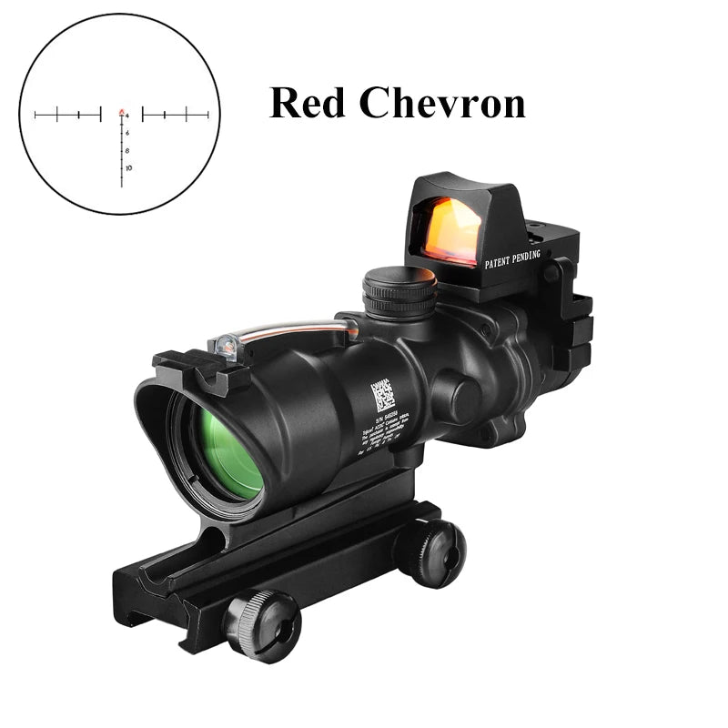 4X32 Real Fiber Optics Red Dot Illuminated Chevron Glass Etched Reticle Tactical Optical Scope