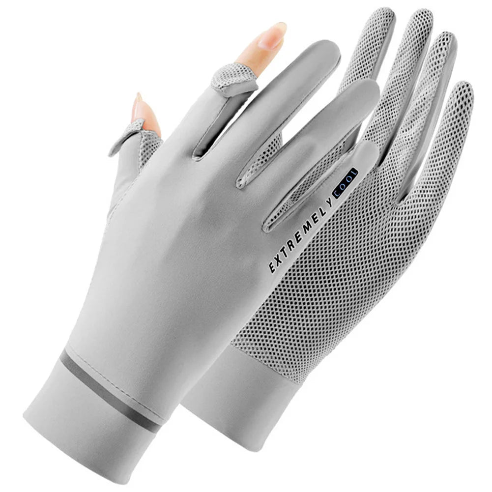 Lady Sunscreen Ice Silk Gloves for fishing