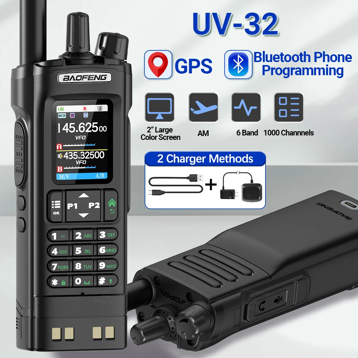 Long Range Multi Band Bluetooth GPS Walkie Talkie 10W