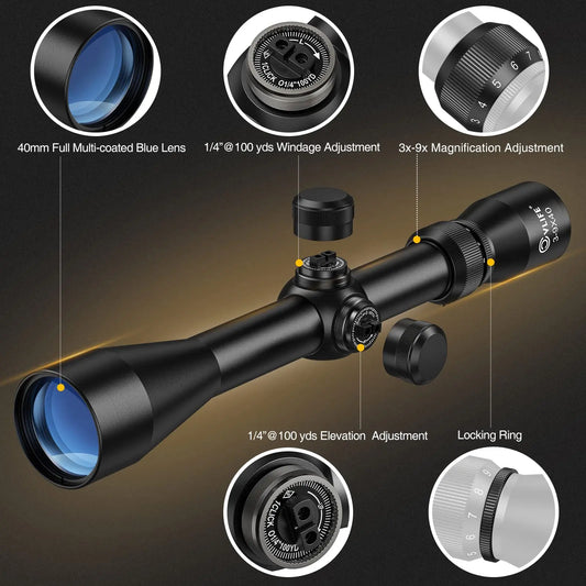 Rifle Scopes 3-9x40 Optics R4 Reticle Crosshair