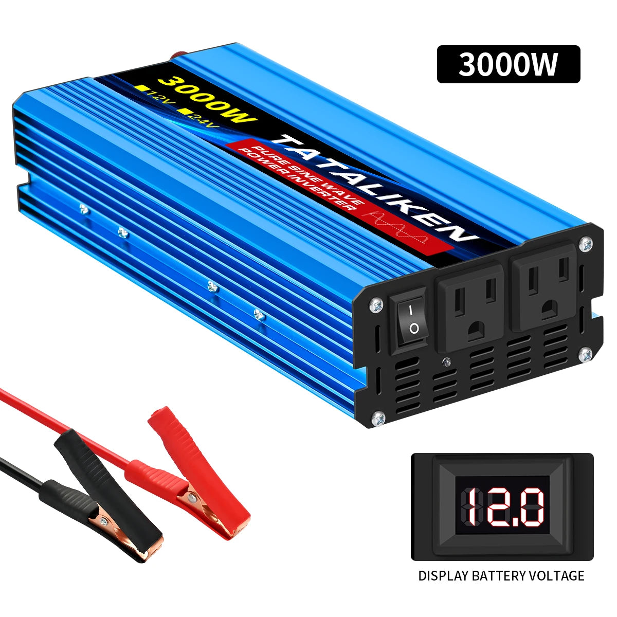 12V To AC 110V 60HZ e Portable Converter with LED