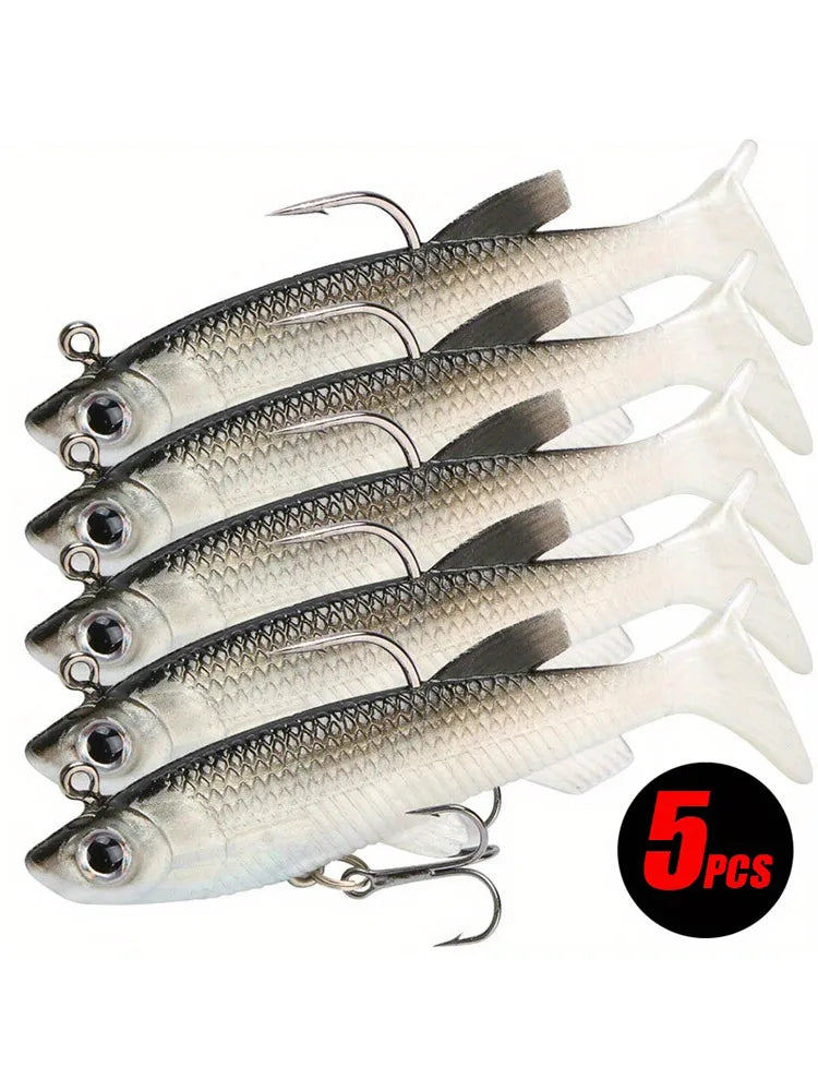 5Pcs Realistic Soft Bait-High-Quality Sharp Hook-