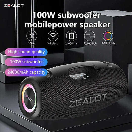 S78 100W Wireless Speakers, DSP Technology ,Dream Light, Subwoofer Speaker , Dual Pairing,24000mAh.