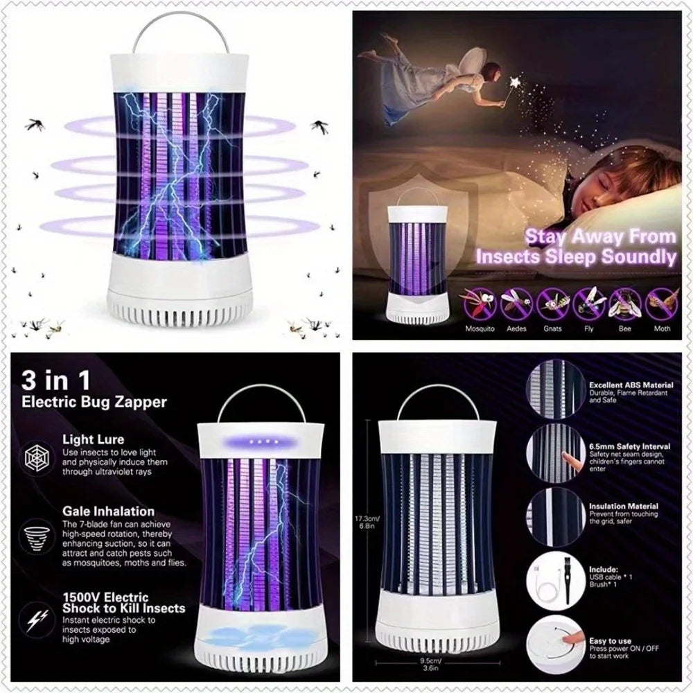 360° Electric Bug Zapper , 1800mAh 7H Battery Waterproof