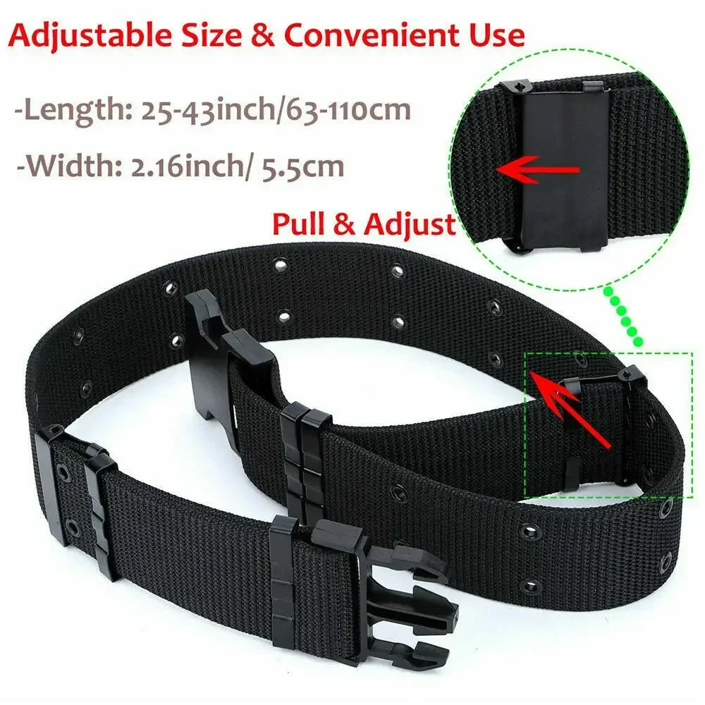 Tactical Canvas Pants Belt Double Hole Belt Military Quick Release Pistol Belt