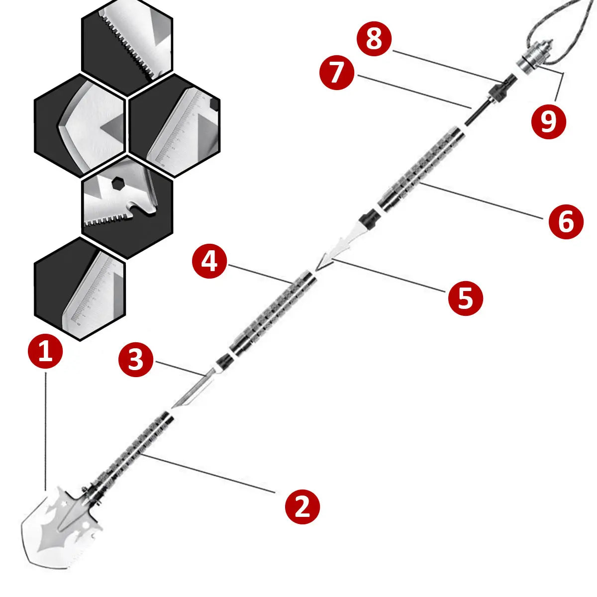 Multi Functional Detachable Foldable  Electric Shovel