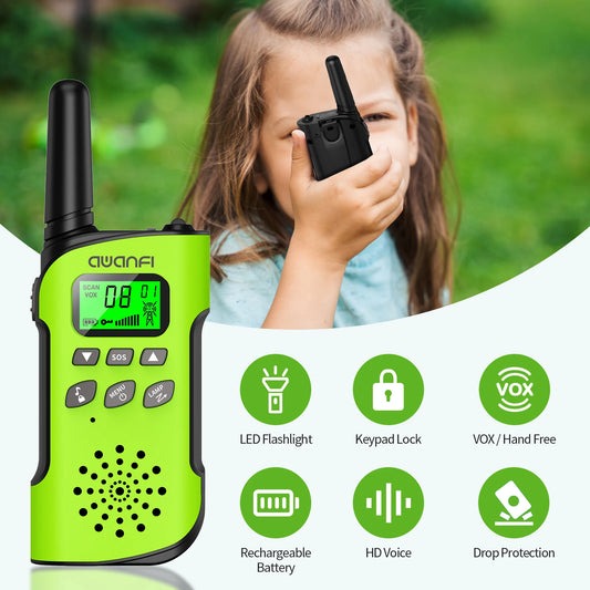 4 Walkie Talkies Rechargeable , Long Range Flashlight 8 Channel, USB Type C