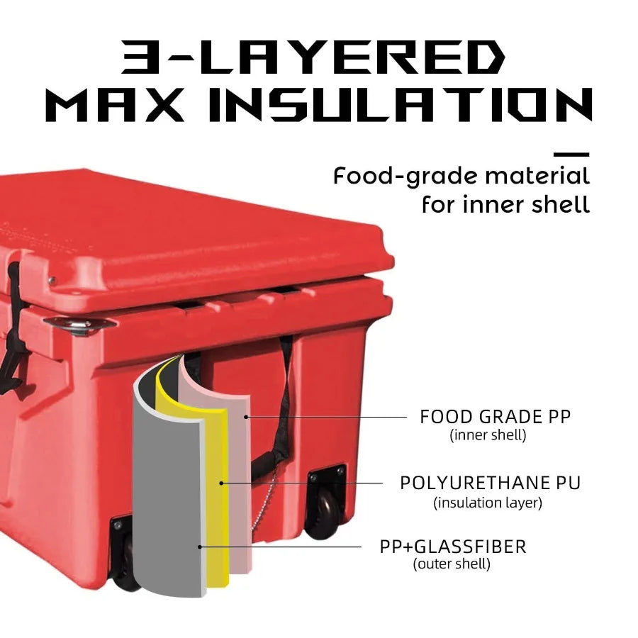 65QT Portable Insulated Cooler Box