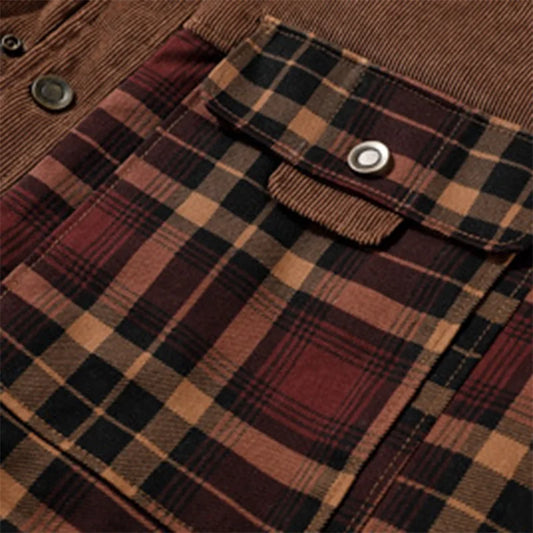 Men s Plaid Lined Shirt Jacket Long Sleeve Button Down