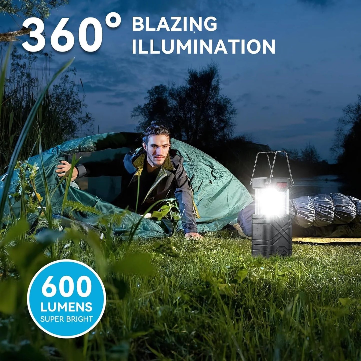 4 Pack Rechargeable Camping Lights - Solar/Battery LED, 3 Modes & USB