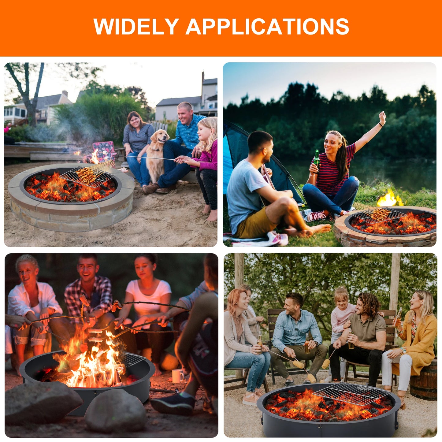 Fire Pit Ring Heavy Duty Solid Steel Firepits Insert