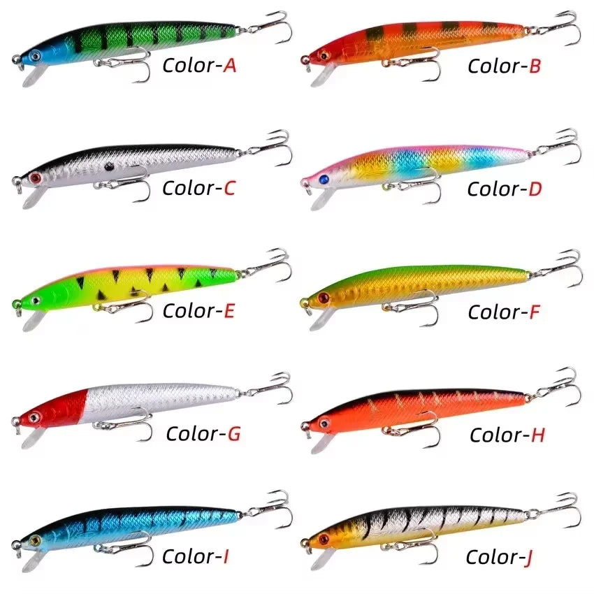 10pcs 9g/10cm Fishing Lures bright colored hard bait