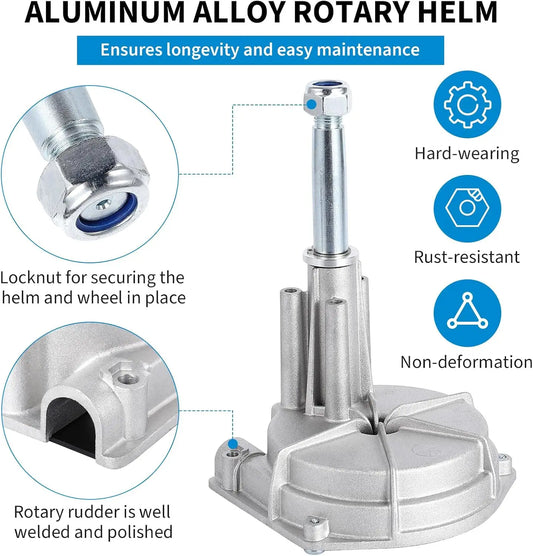 14 Feet Cable Outboard Steering Kit 3/4" Standard Tapered Shaft for Yachts, Fishing Boats