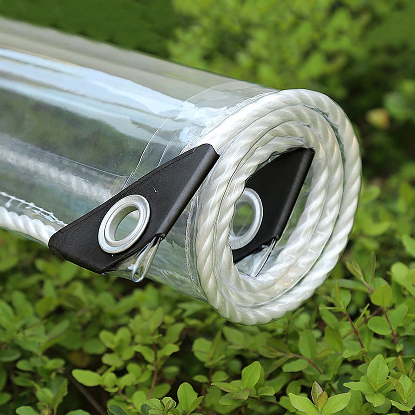 Clear Heavy Duty PVC, Transparent Tarp with Grommets & Ropes