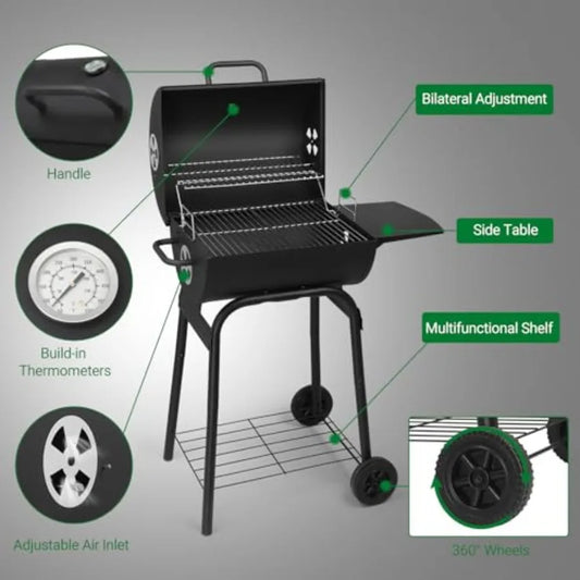 Charcoal Outdoor BBQ Grill with 500 SQ.IN. Cooking Area