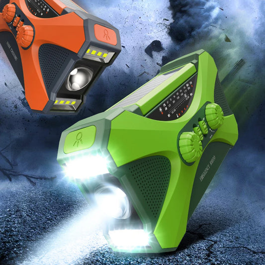 10000mAh charger High Capacity Emergency  Solar Hand Crank LED Flashlight