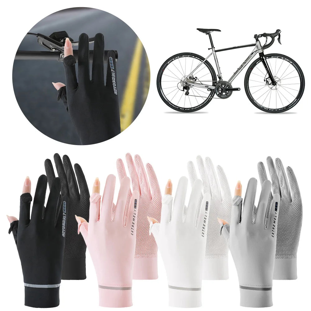 Lady Sunscreen Ice Silk Gloves for fishing