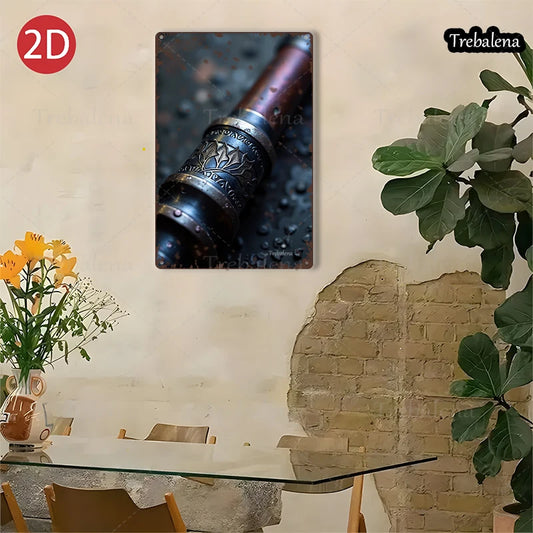 1PC 2D Flat 8*12inch Metal Sign Vintage Steampunk Telescope