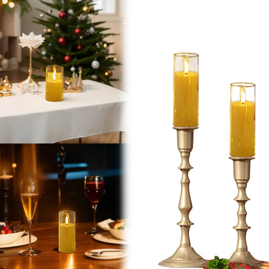 1-3Pcs LED Candle Light Flickering Flameless Pillar Amber Candles