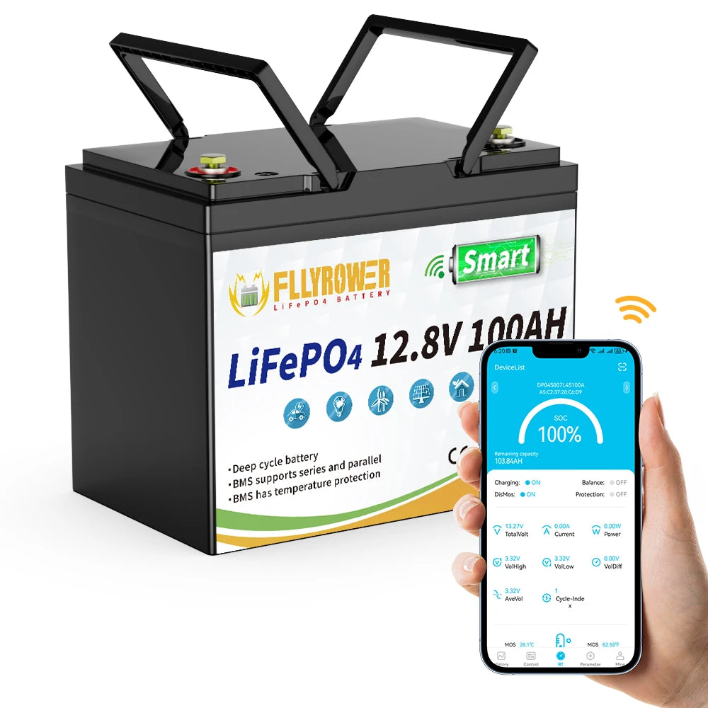 12V 100Ah  Lithium Battery Pack With Bluetooth 100A BMS Deep Cycles
