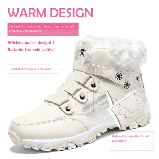 Womens Winter Boots Warm Fur Lined  Outdoor Hiking Boots