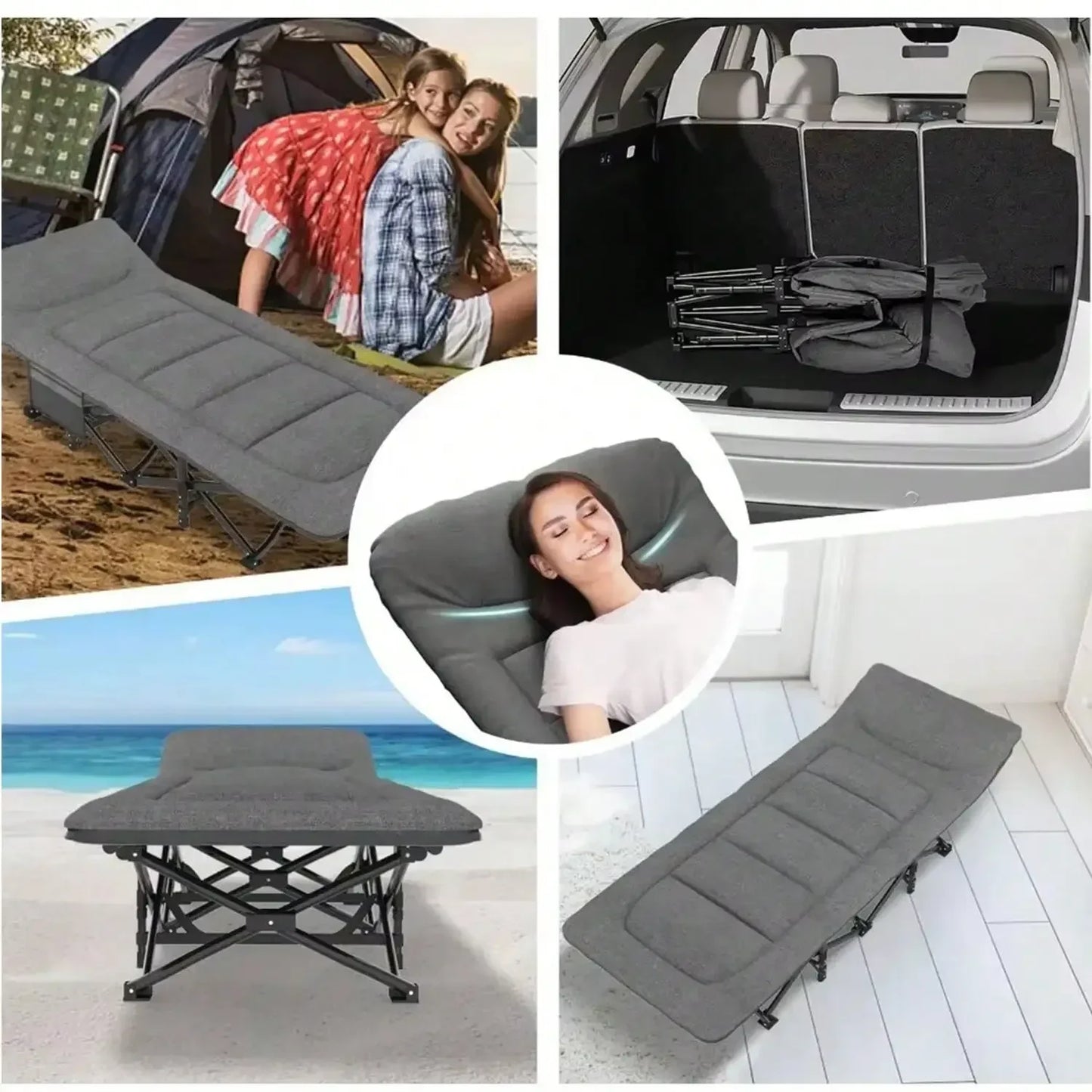 Premium Portable Thick Pad Folding Heavy Duty Travel Cot