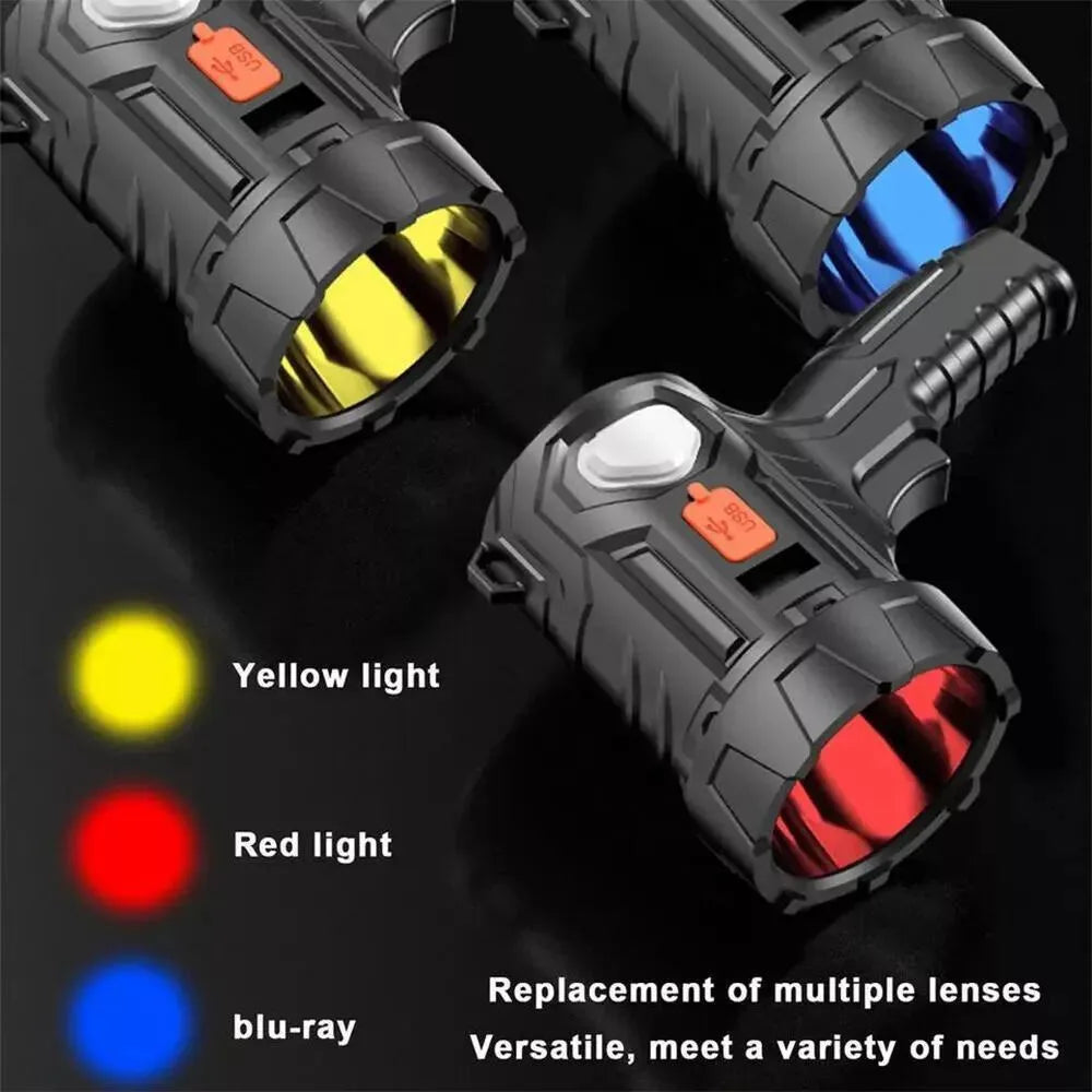 Solar/USB Rechargeable LED Flashlight - 3-in-1 Headlamp, Searchlight