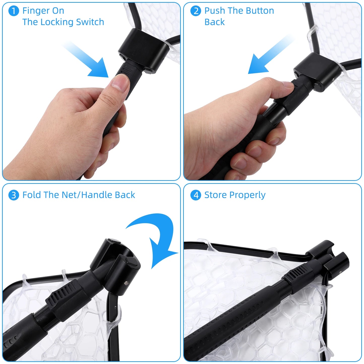 Foldable Fish Net for Landing  fish with Handle