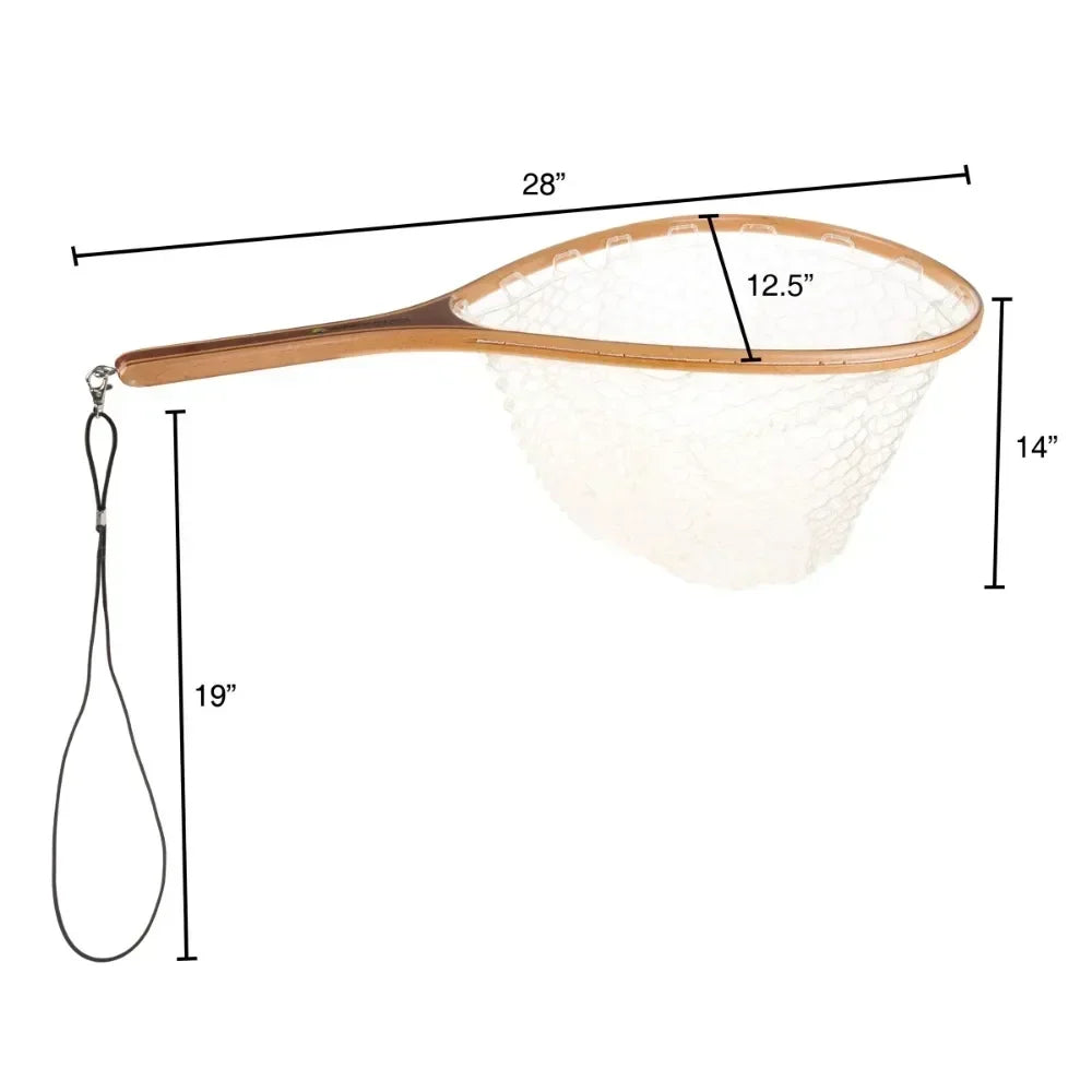Landing - fly fishing  rubber net and wooden handle