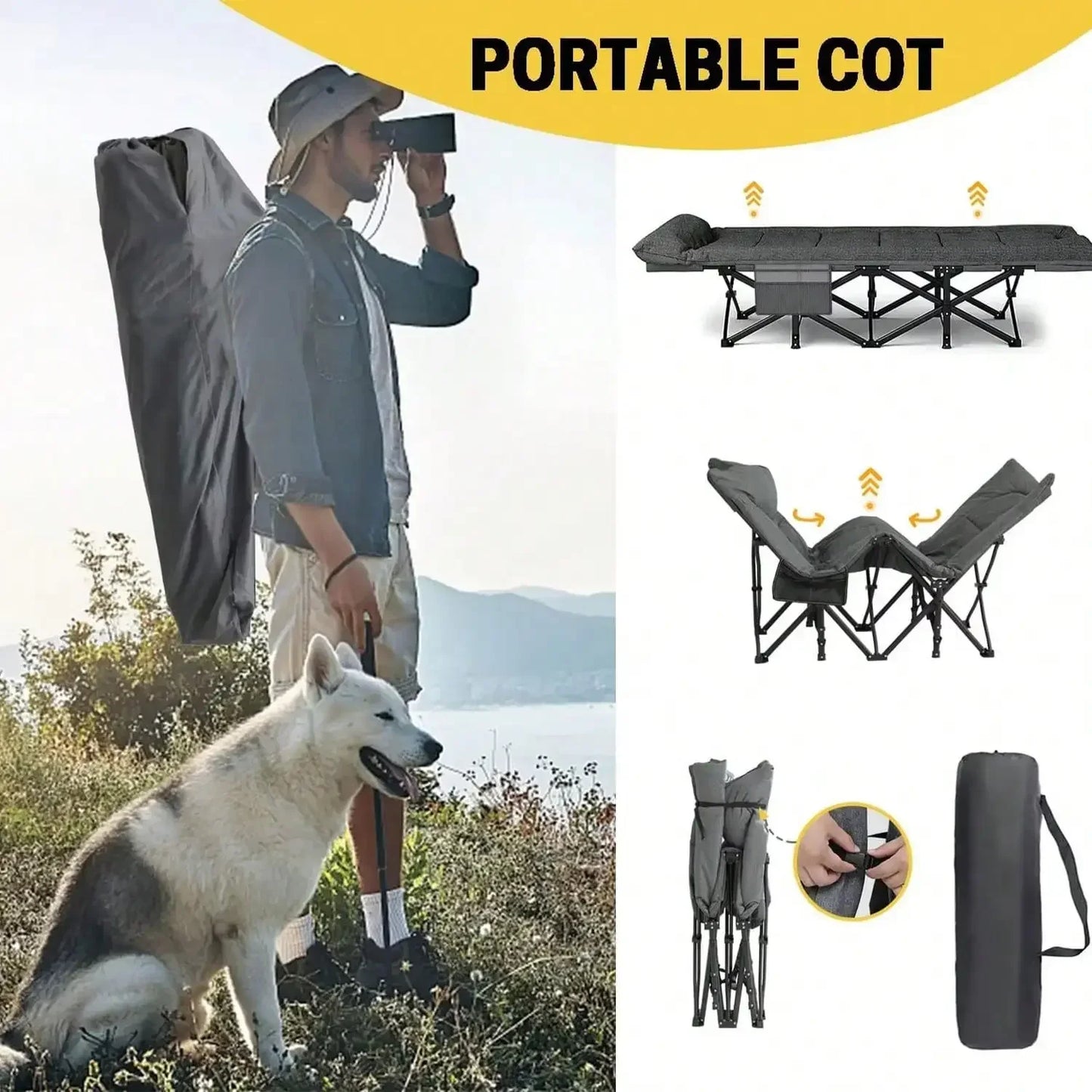 Premium Portable Thick Pad Folding Heavy Duty Travel Cot