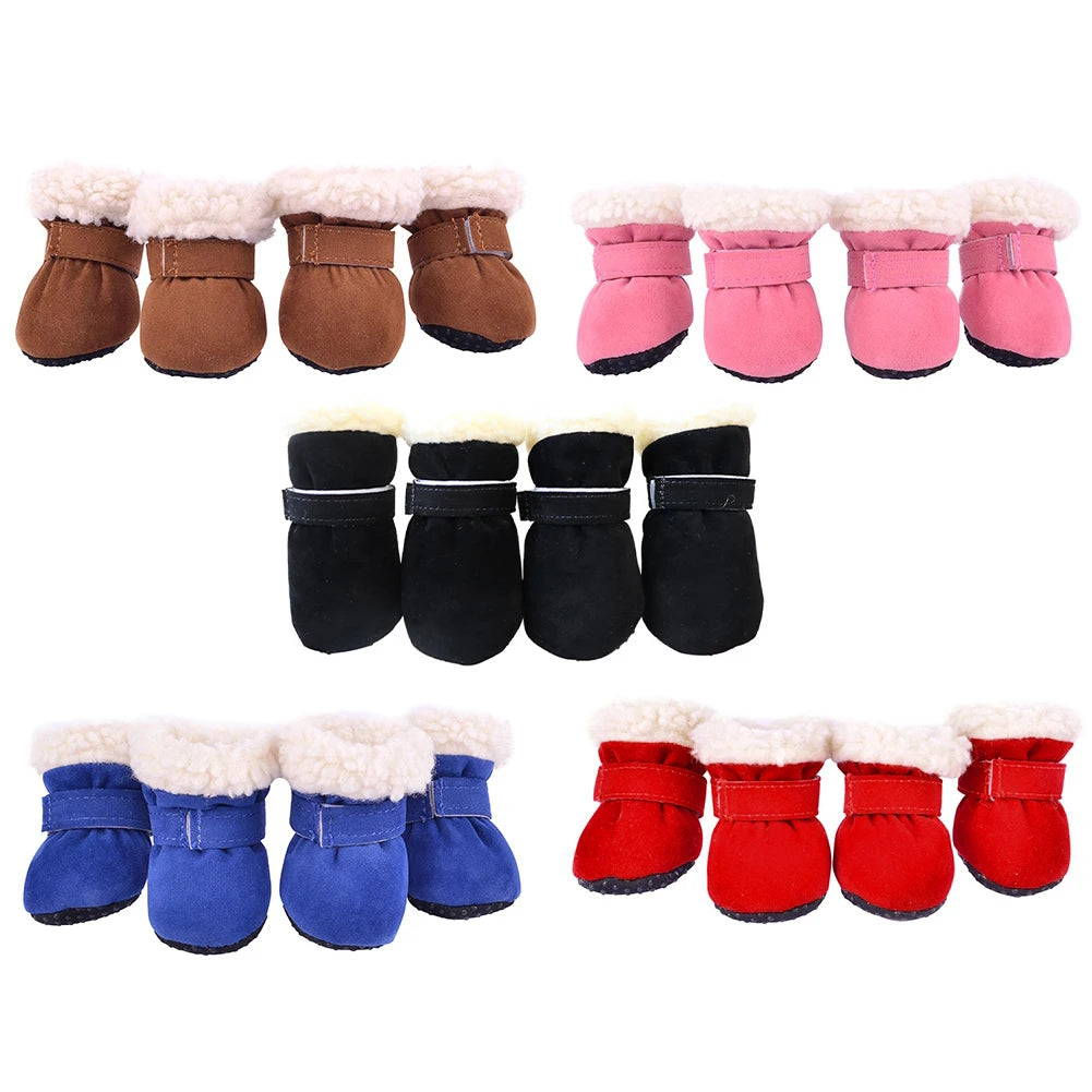 4Pcs Dog Snow Boots S-XL Soft with Non-Slip Soles