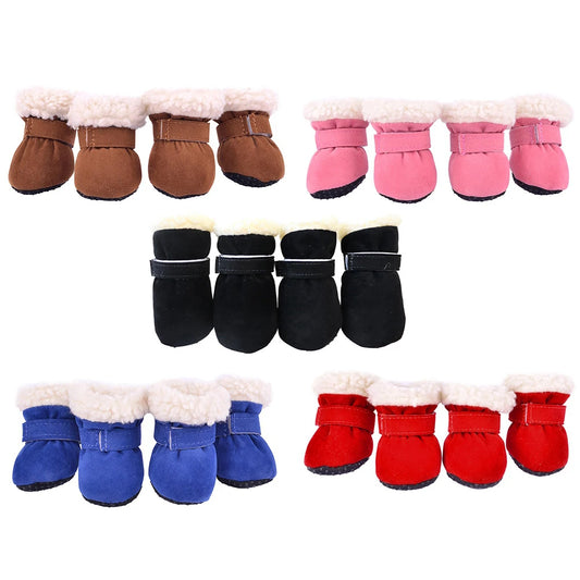 4Pcs Dog Snow Boots S-XL Soft with Non-Slip Soles