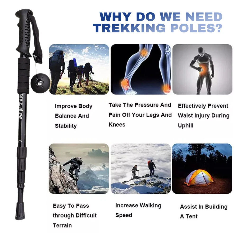 Trekking Poles Aluminum Alloy Telescopic Walking Hiking Stick
