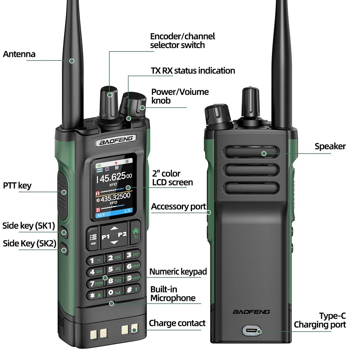 Long Range Multi Band Bluetooth GPS Walkie Talkie 10W