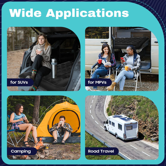Universal Inflatable Car Bed Mattress Set w Air Pump for Trunk Back Seat Camping