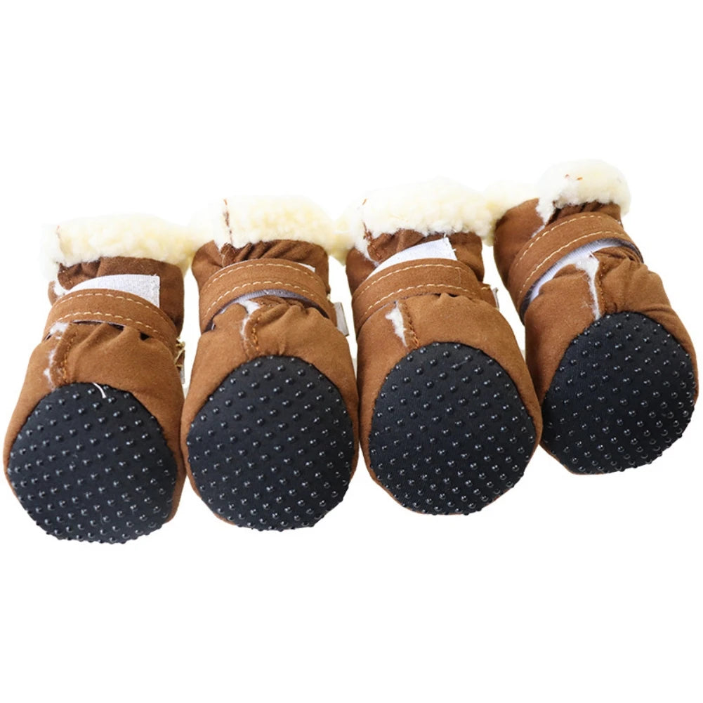 4Pcs Dog Snow Boots S-XL Soft with Non-Slip Soles